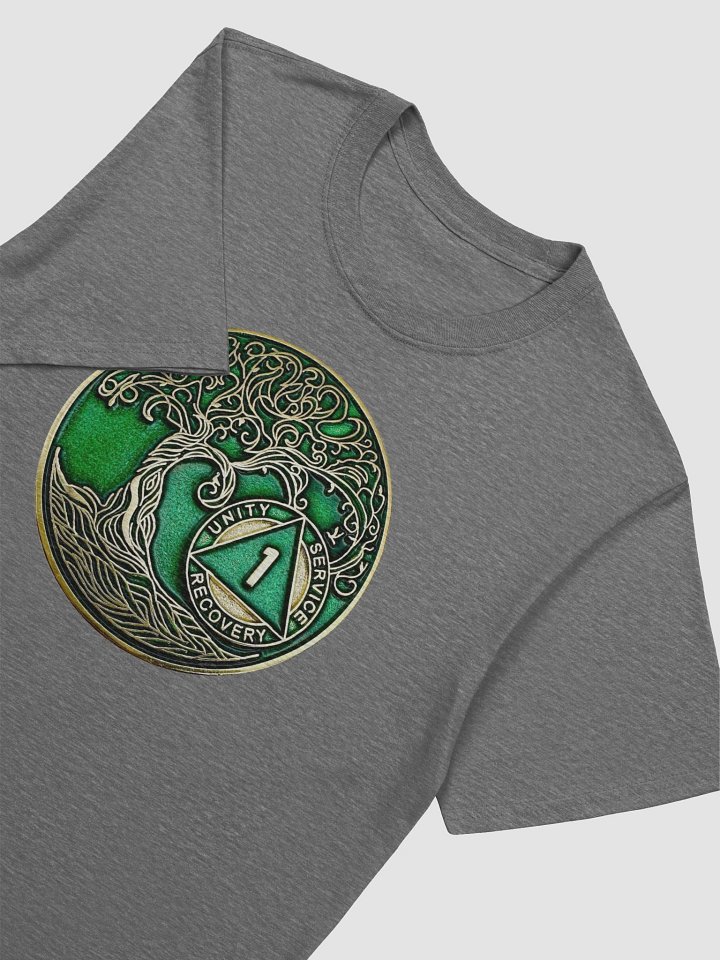 Twisted Tree of Life 1st Year Sobriety Green Medallion | Recovery T-Shirt Inspiring Sobriety product image (2)