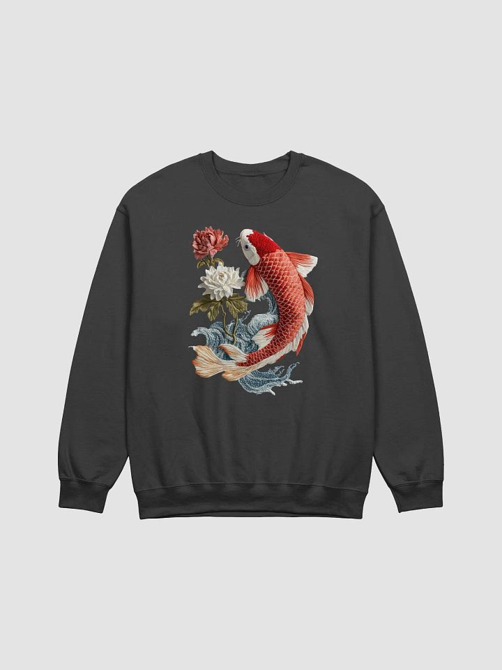 Embroidered Koi Sweatshirt – Elegant Japanese Fish Design in 3D Detail product image (1)