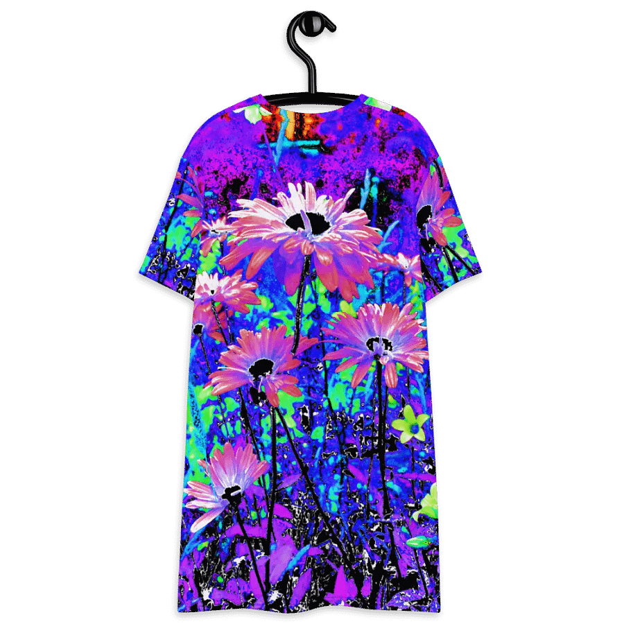Abstract Surreal Daises in the Garden Ladies T Shirt Dress product image (8)