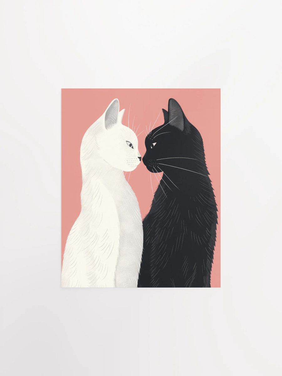 Lover Cats ~ Yin& Yang Valentine Felines Pastel Pink Art Print product image (27)