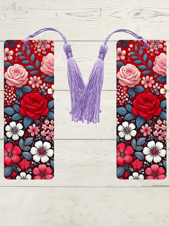 Flowers Valentine Bookmark Sublimation Design – high-quality 300 DPI PNG digital download product image (1)