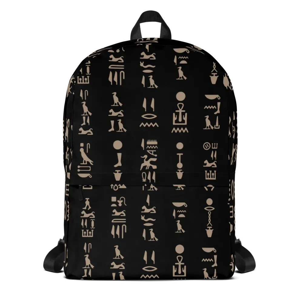 Isis Black Hieroglyphs All-Over Print Backpack product image (1)