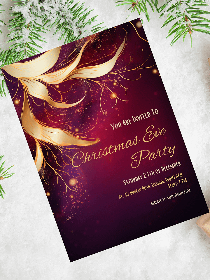 Red, Purple and Gold Christmas Party Invitation | Editable in Canva | Christmas Party Printable | Holiday Invitation Template | Canva product image (2)