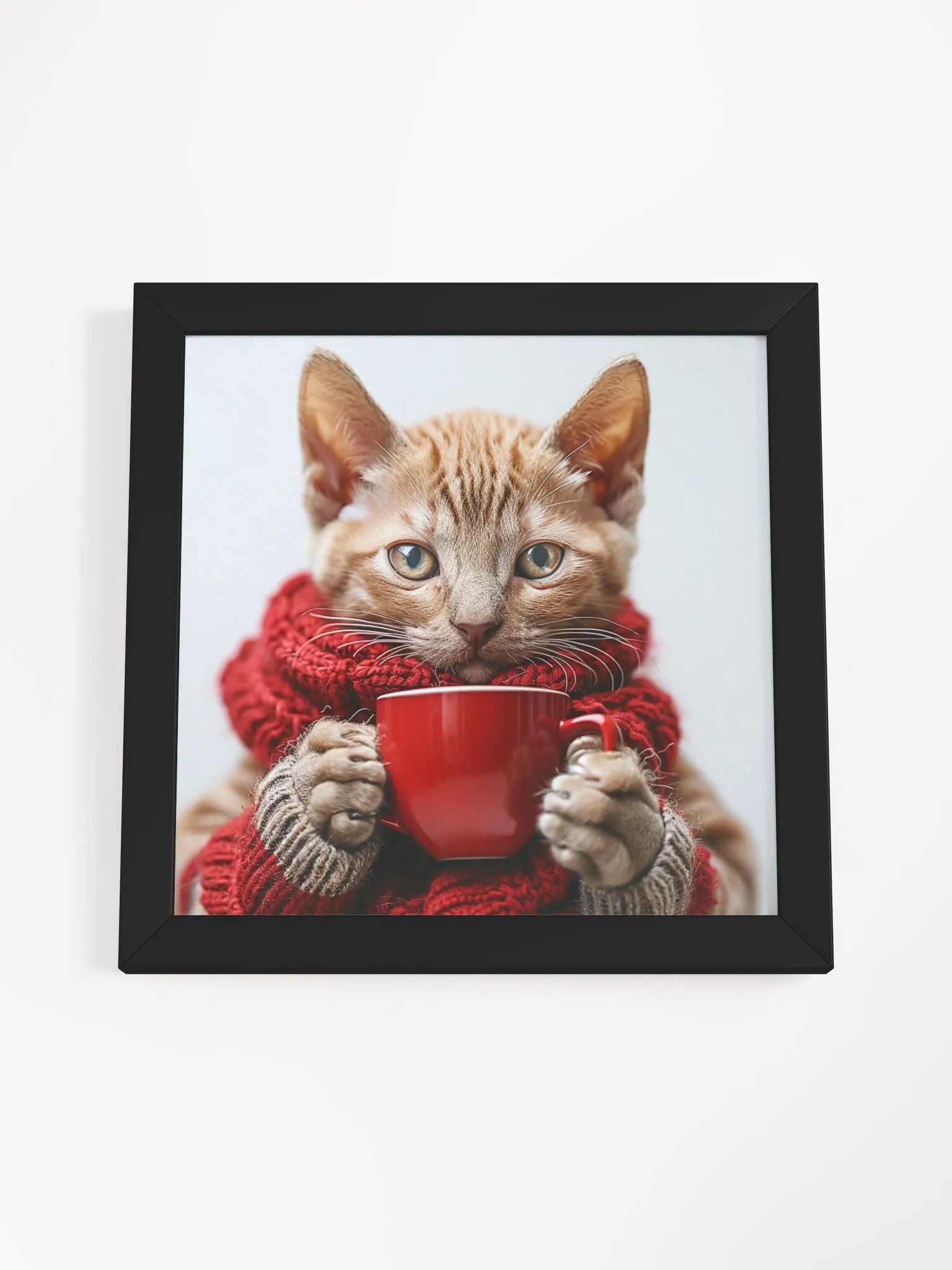 Coffee Lover Cute Orange Baby Kitten Wall Art product image (4)