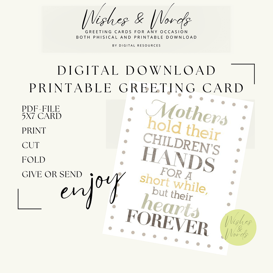 Beautifull Printable Mothersday Card - Digital Download product image (1)