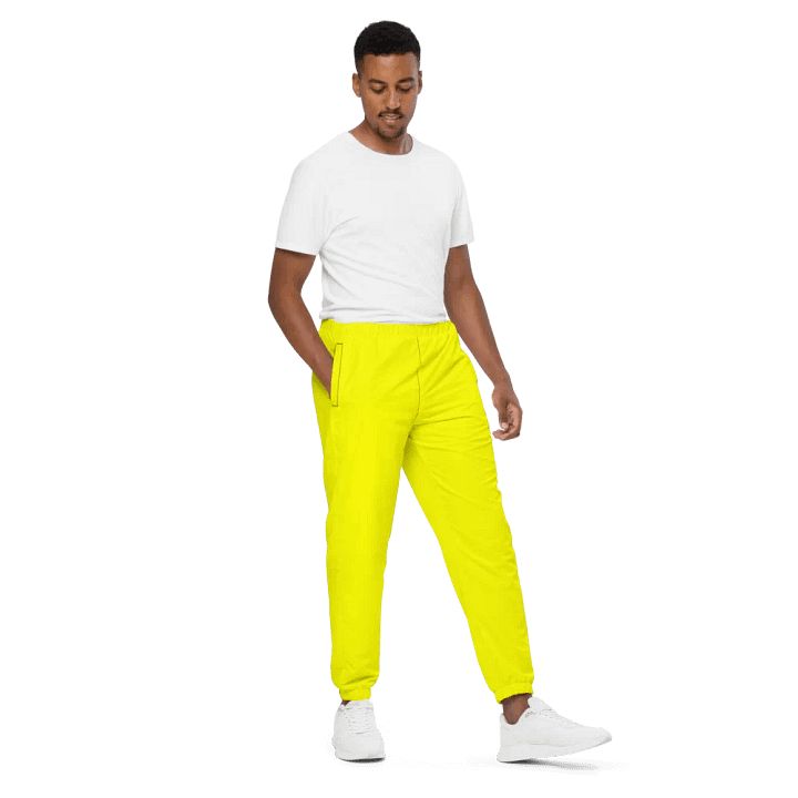 Plain Color Yellow Track Pants product image (2)