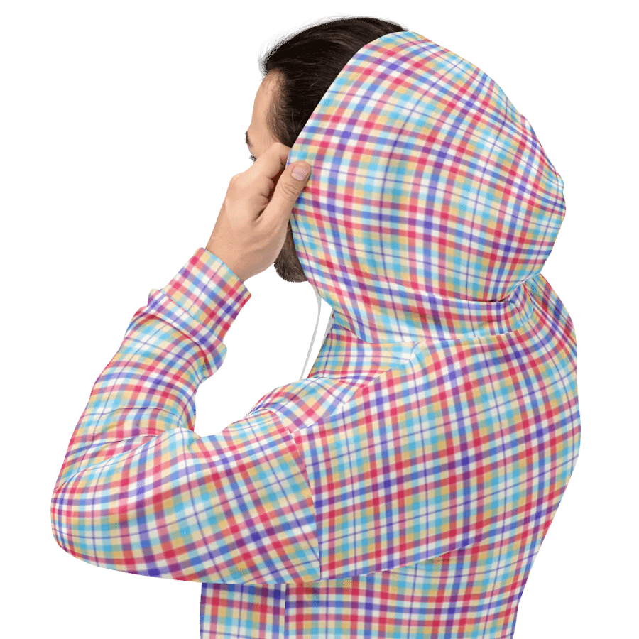 Purple, Pink, and Blue Plaid Hoodie product image (8)