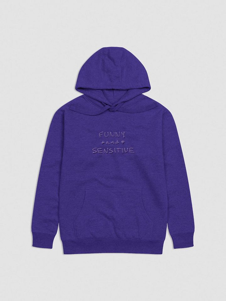 FUNNY *and* SENSITIVE monochrome purple embroidered heavyweight hoodie product image (1)