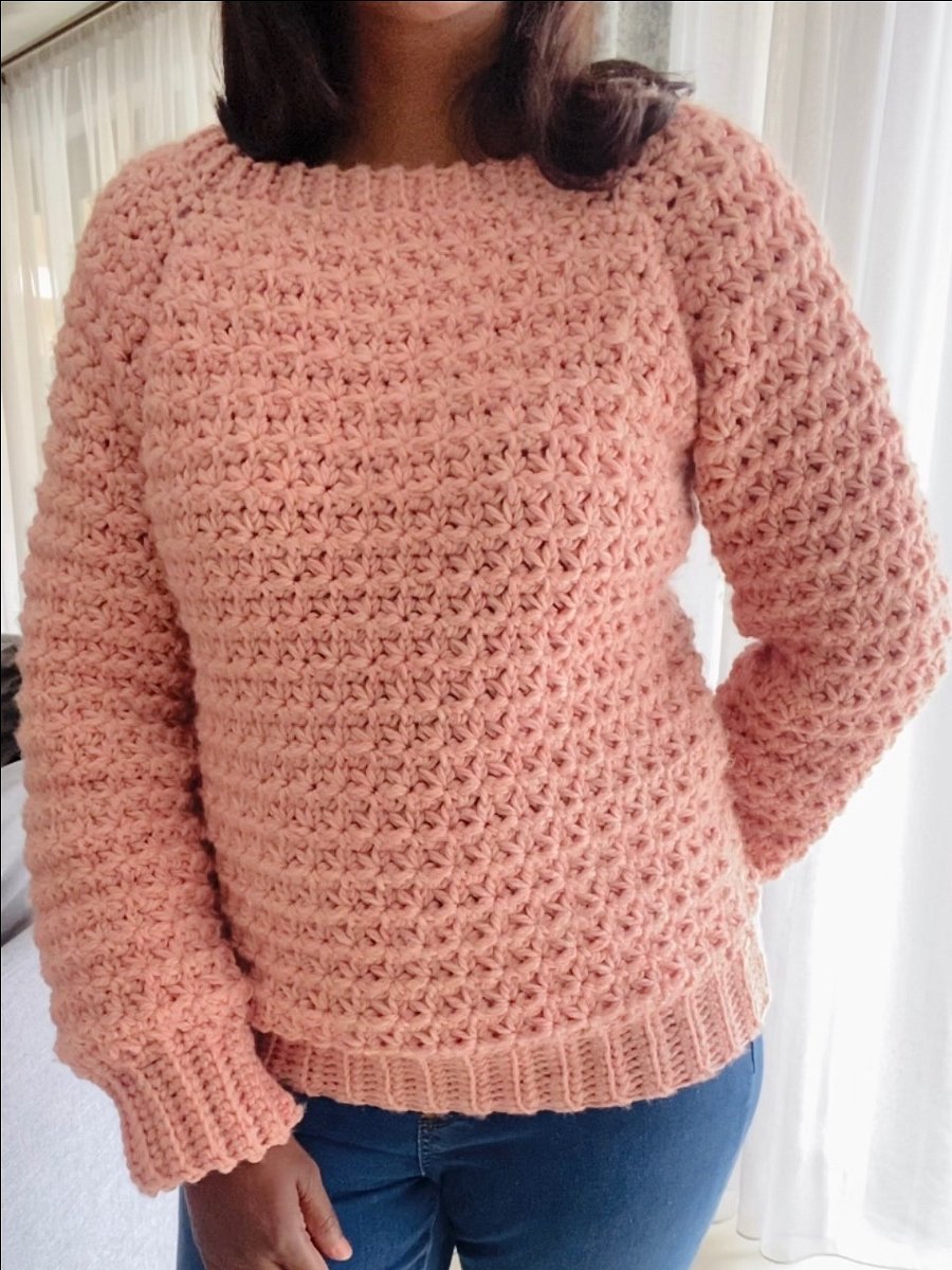 Crochet Raglan Trinity Stitch Sweater Written Pattern product image (3)