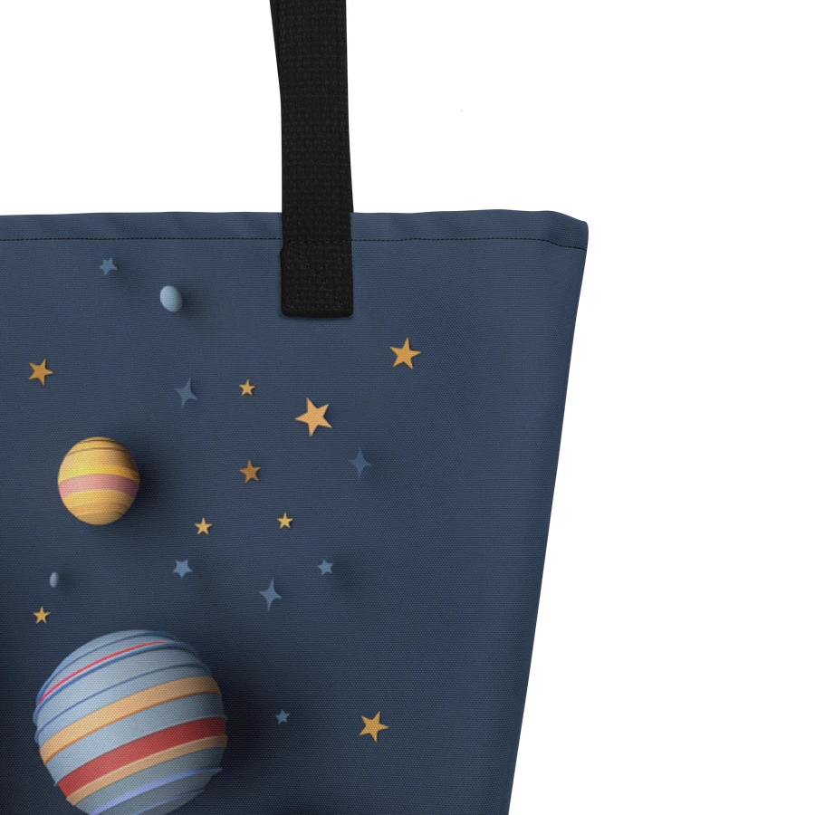 Tote Bag: Rocket Spaceship Planets Stars Playful Art Design product image (5)