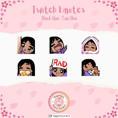 Twitch Emotes - Black hair, Brown skin product image (1)
