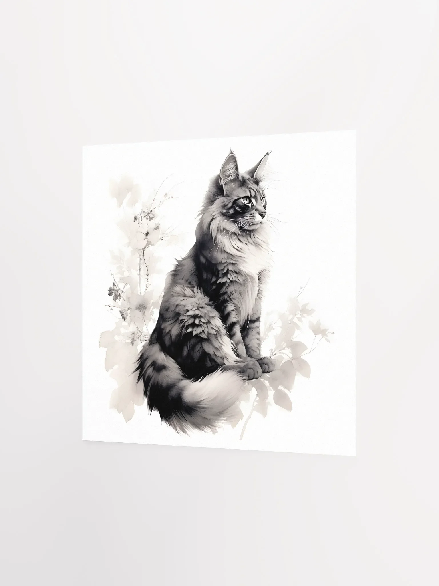 Maine Coon Floral Ink Poster product image (2)
