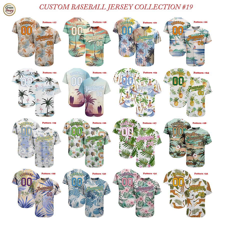 Authentic Baseball Jersey, Custom Baseball Jersey, Personalized Sport Jersey, Hawaiian Multi Colorful, Summer Palm Coconut Sea product image (2)