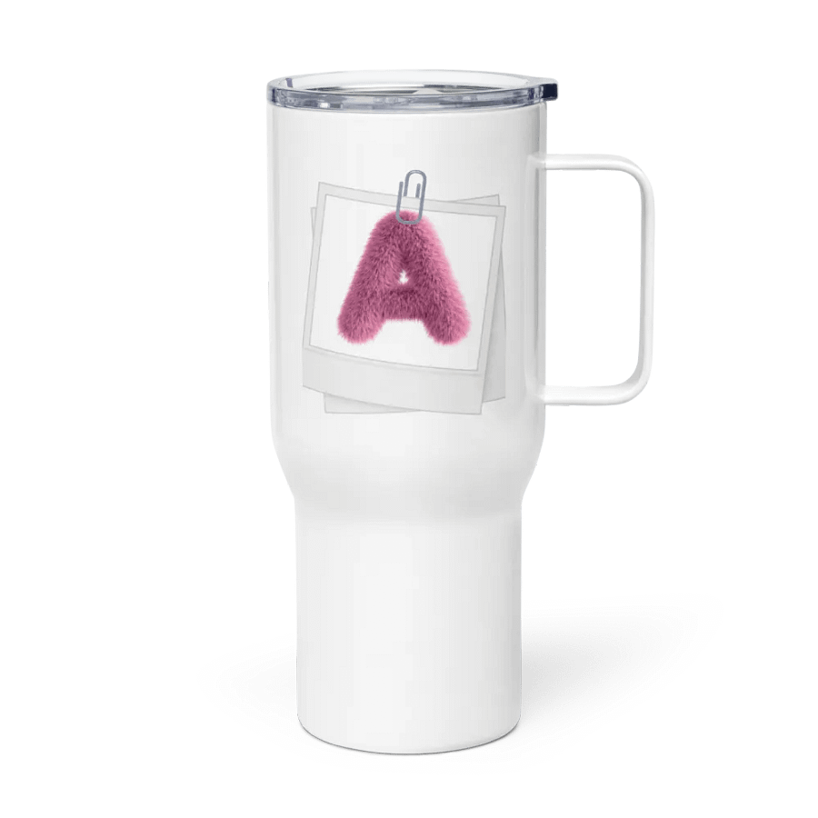 Fluffy Pink Fur Letter A Travel Mug product image (4)