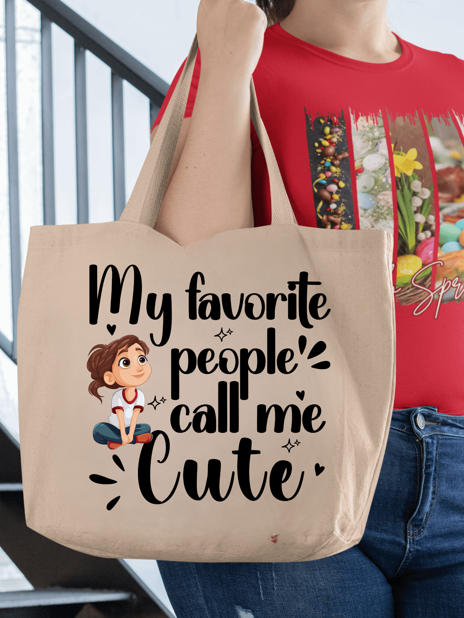 My Favorite People Call Me Cute, Self-love Inspiration Girls Eco Tote bag. product image (1)