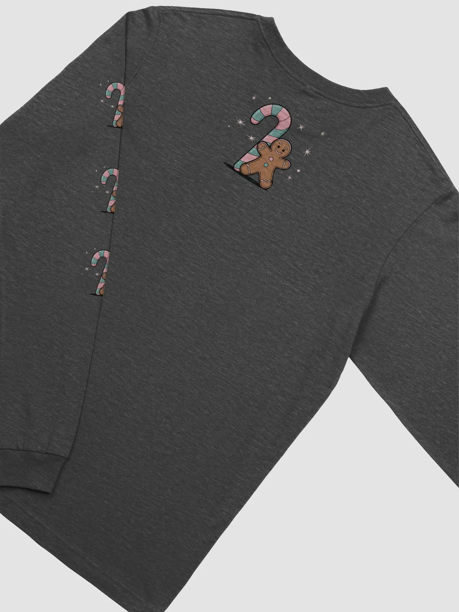 Festive Candy Cane and Gingerbread Man Long Sleeve Tee product image (27)