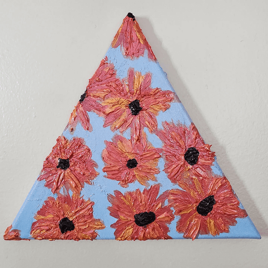 'Orange Poppies' UV Reactive / Glow in the Dark Impasto Painting product image (4)