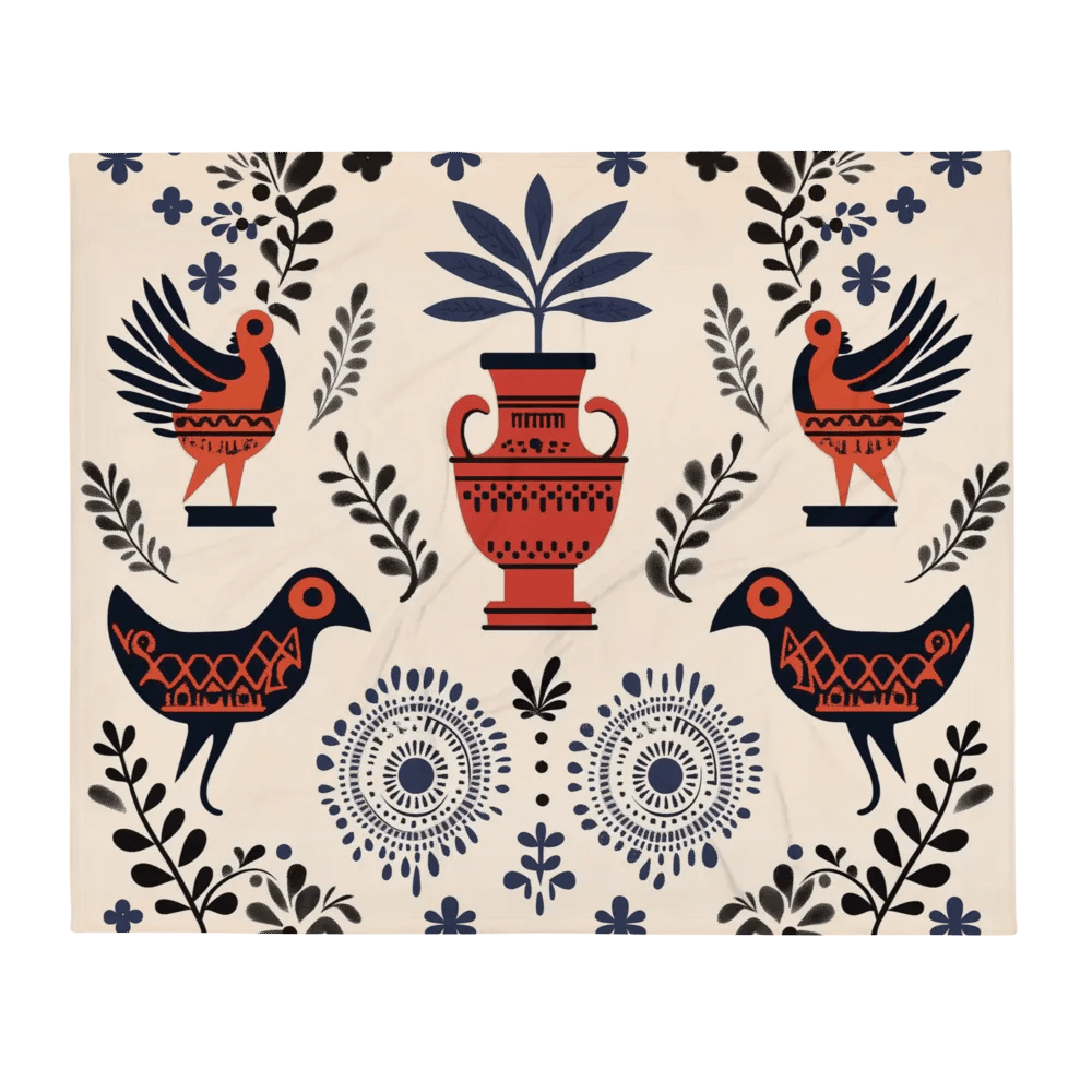 Hellenic Folk Elegance: Greek Heritage Throw Blanket product image (3)