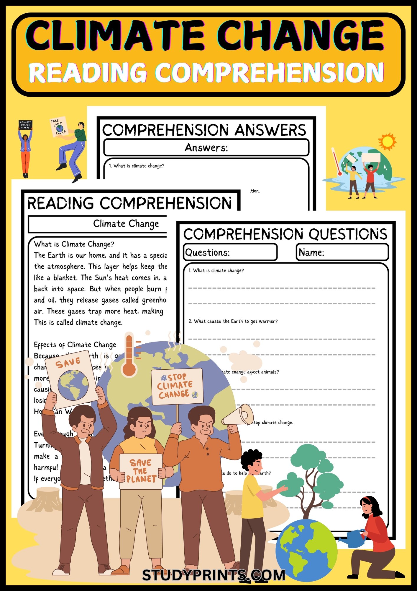climate change kids reading comprehension questions product image (1)