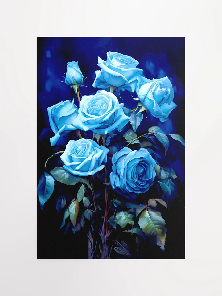 Enigmatic Elegance: Sapphire Blue Roses in Bloom Matte Poster product image (2)