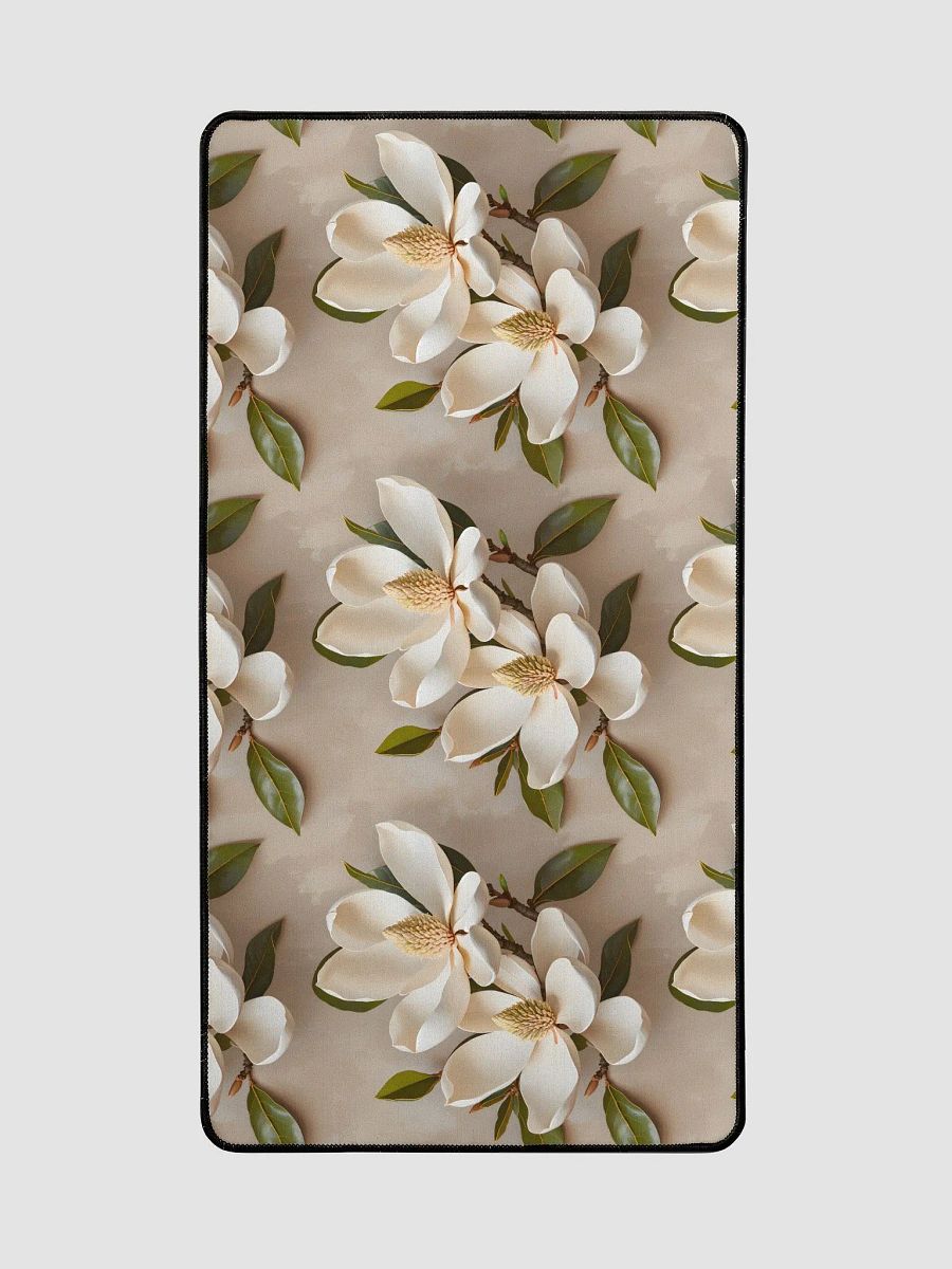 Desk Mat (31.5x15.5 inches) - Magnolia Pattern on a Painted Beige Background product image (2)