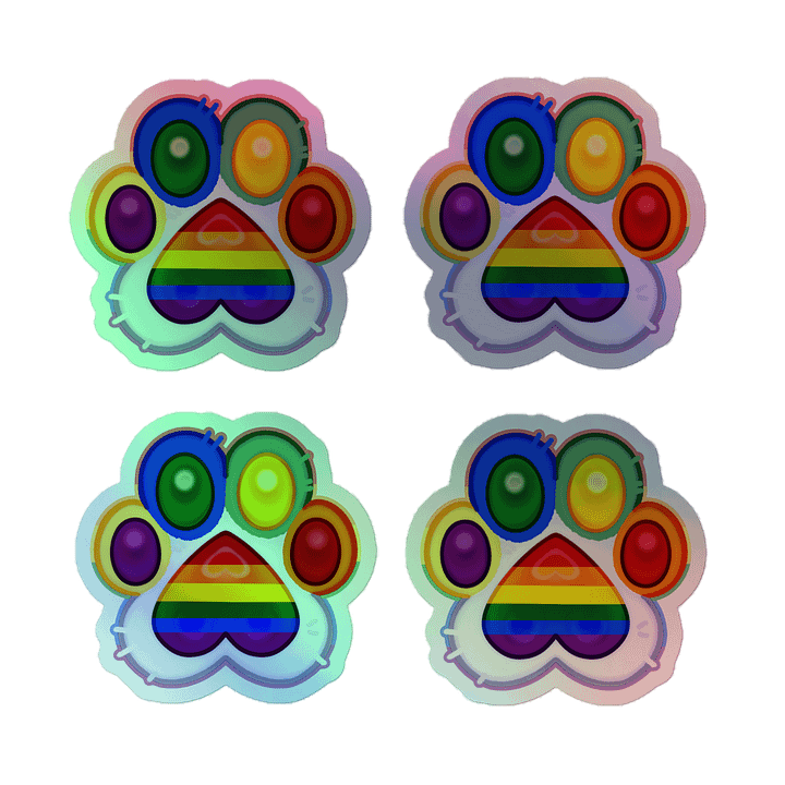 Rainbow Pride Paw Print Holographic Kiss Cut Sticker Sheet product image (2)