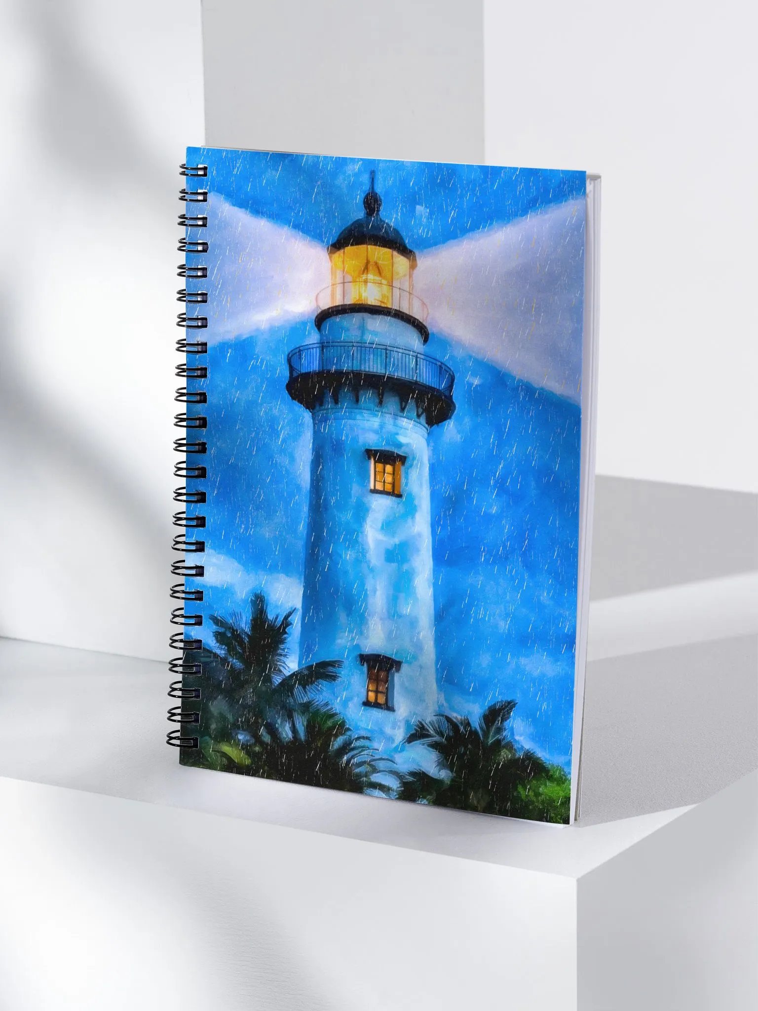 St Simons Island Lighthouse At Night – Georgia Spiral Notebook product image (4)
