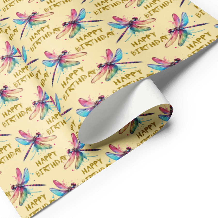 Happy Birthday Dragonflies Gift Wrapping Paper 3 Sheet Set #1 product image (4)