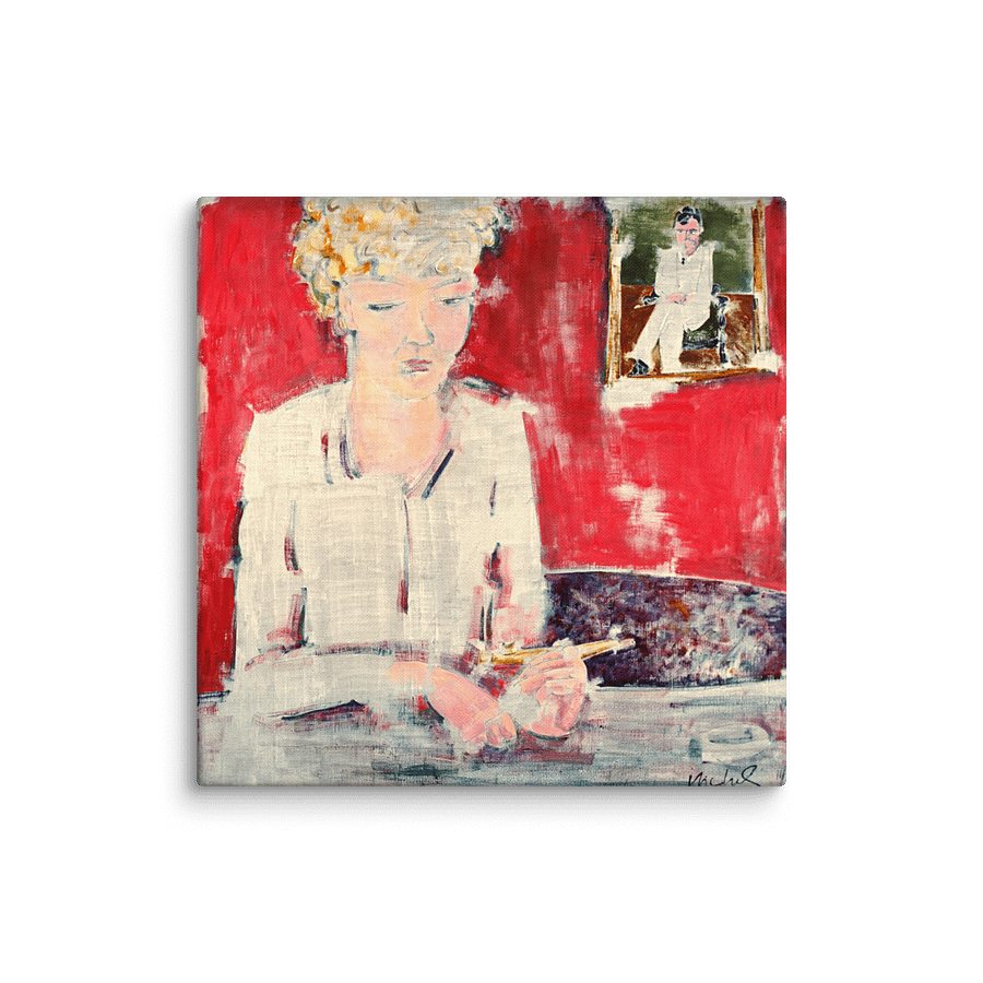 Woman with Pipe (1985) on canvas (20" x 20") product image (3)