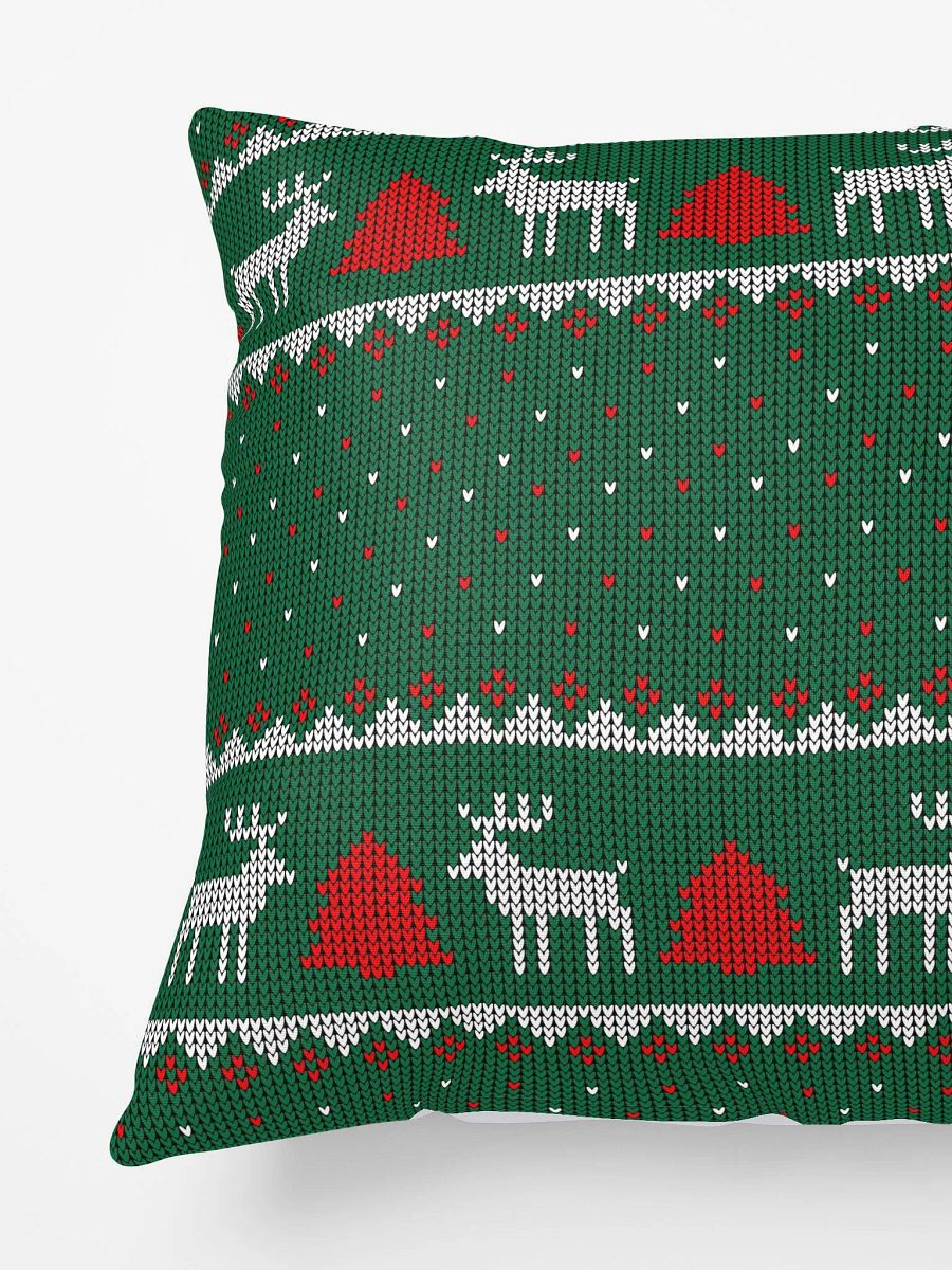 Festive Reindeer & Evergreen Knit Pillow product image (3)