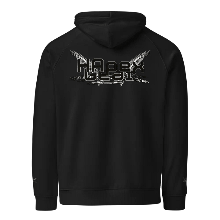 Unisex Eco Raglan Hoodie - Black HApex Gear White Logo product image (1)