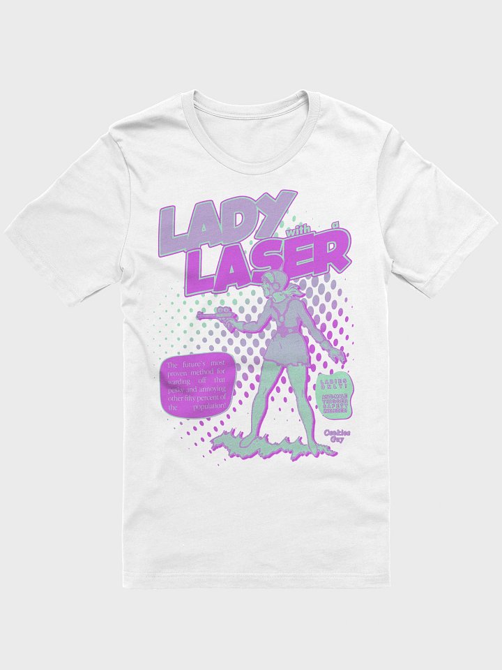 "Lady With A Laser" Retro Comic Tee (80s BABY Colorway) product image (1)