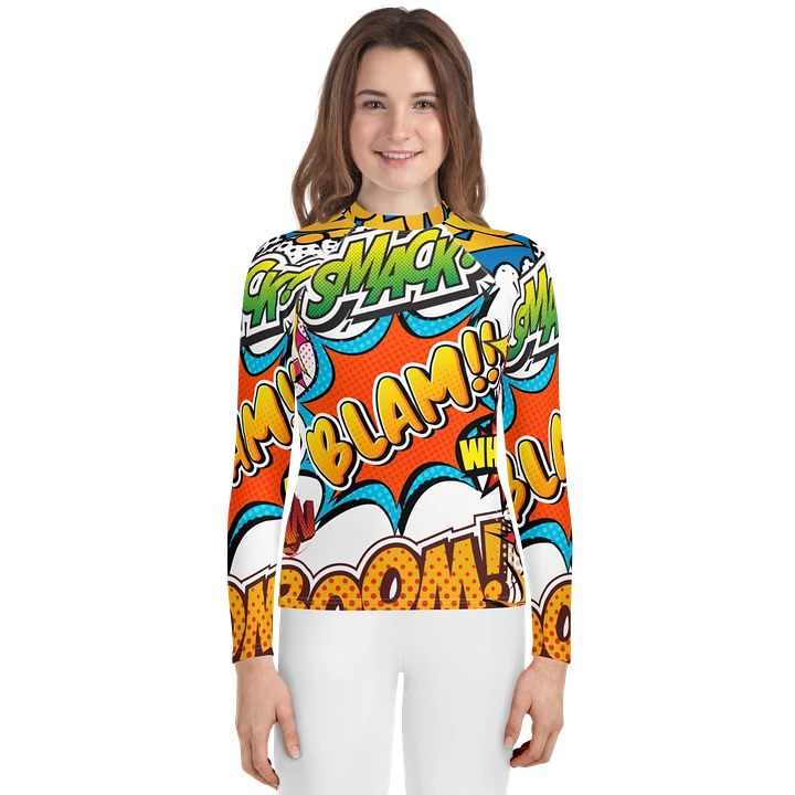 Dynamic Comic Action All-Over Print Youth Rash Guard product image (1)