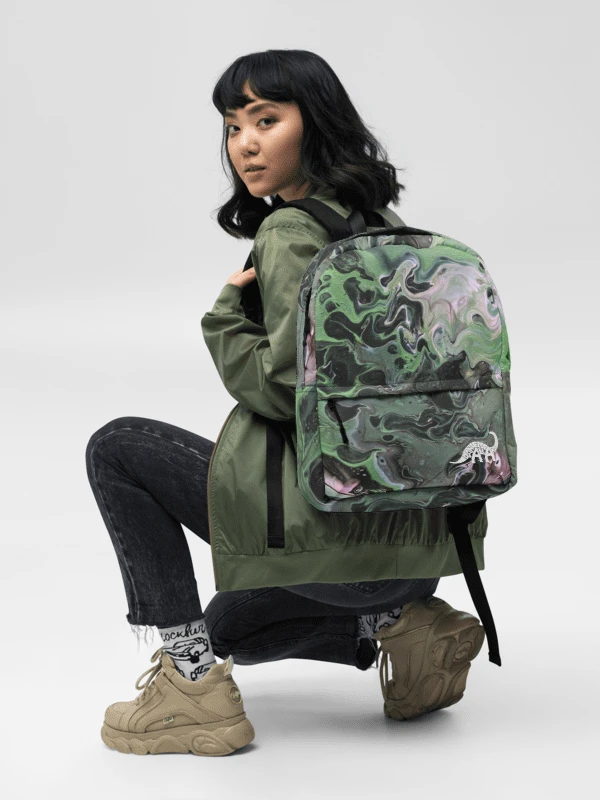 Metallic Green Fluid Acrylic Backpack product image (7)