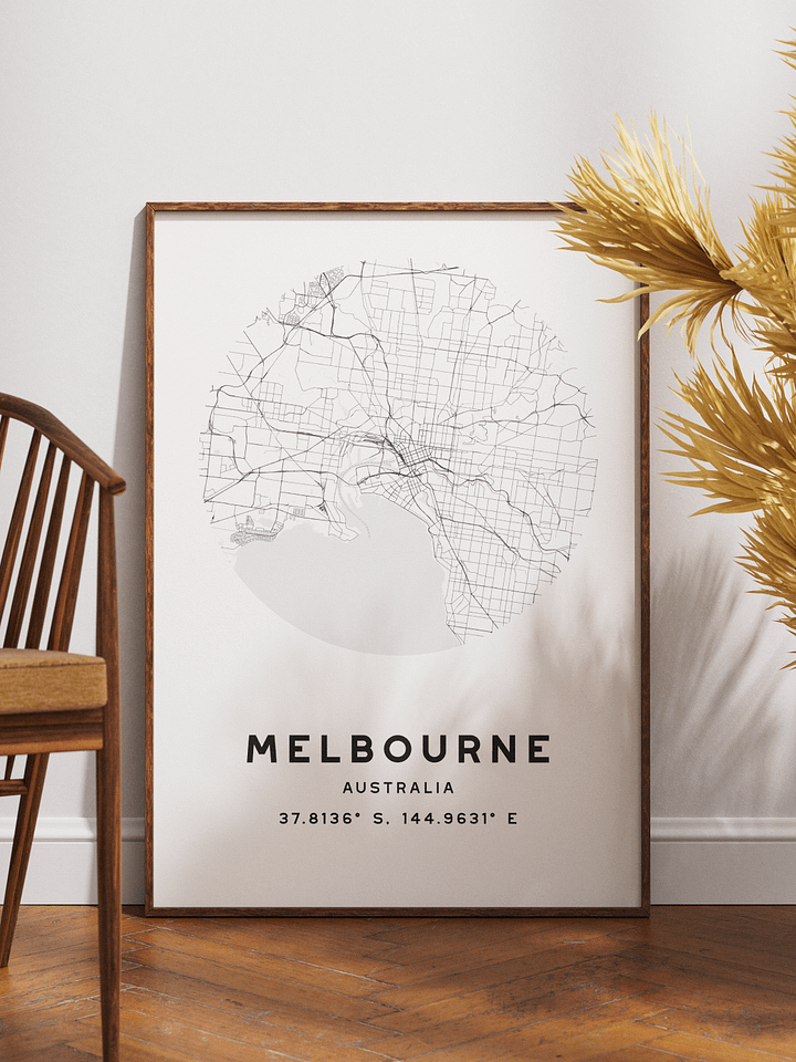 Melbourne Street Map Poster – White Minimalist Circular City Art product image (1)
