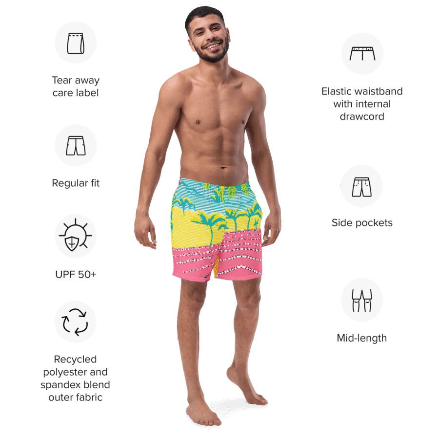Neon Tropical Paradise All-Over Swim Trunks product image (2)