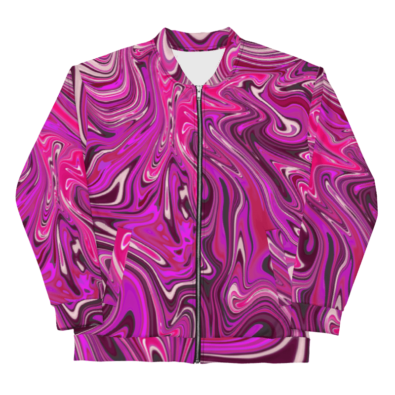 Unisex Bomber Jacket - Pink and Purple Digital Fluid Art product image (6)