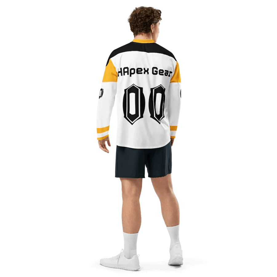 Recycled Hockey Fan Jersey - White - Black HApex Gear Black Logo product image (11)