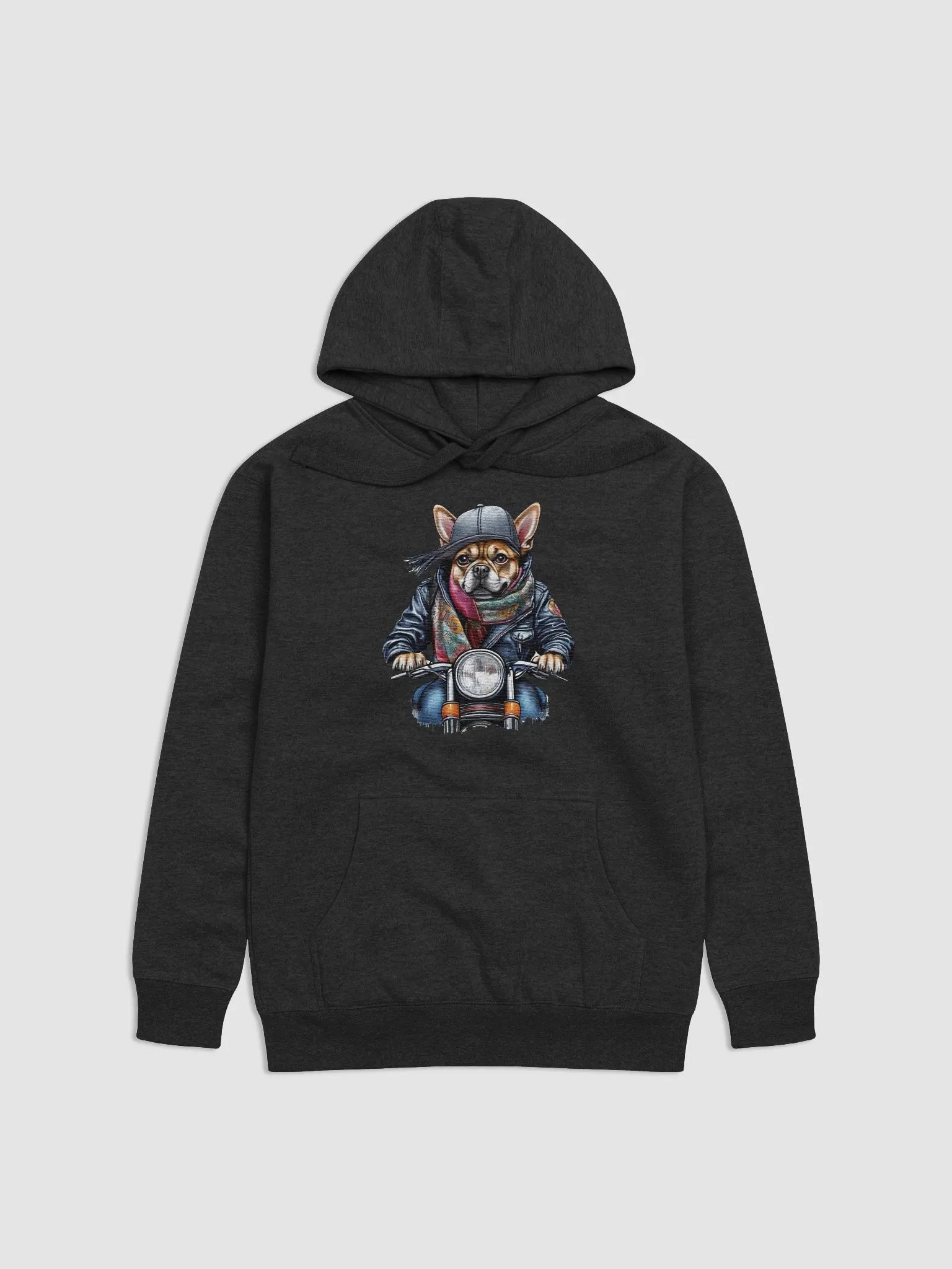 dog wearing a jacket hat and a scarf on a motorcycle Hoodie product image (1)