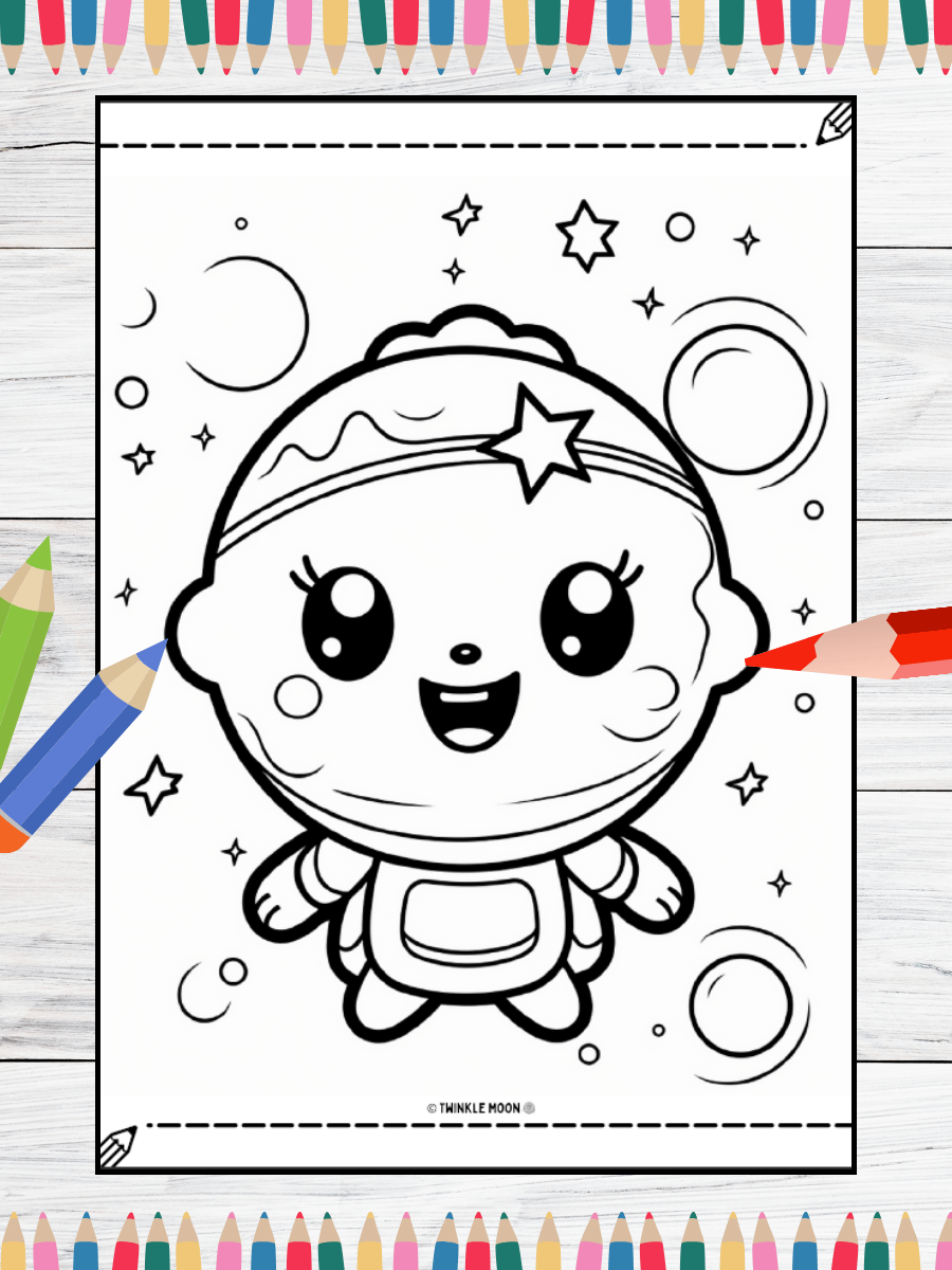 25 Cute Kawaii Space Coloring Pages#6 (PDF Coloring Pages) product image (5)