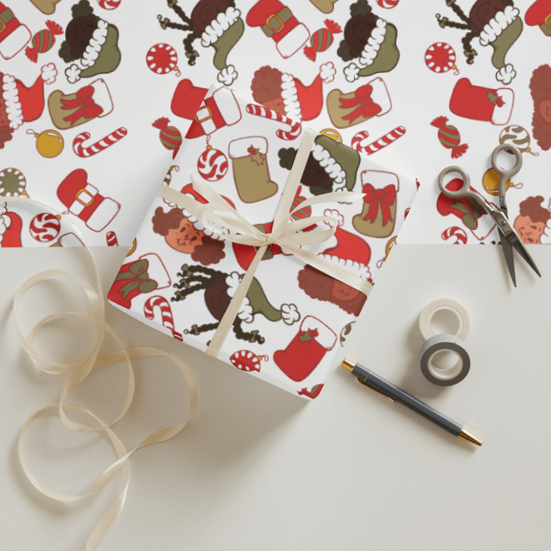 Black Girl Christmas Wrapping Paper 3 Sheets Size: 28.75″ × 19.75″ product image (5)