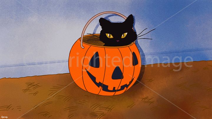 Lepreezy's Illustration Digital Wallpaper (Trick 'r Treat Kitten) product image (1)