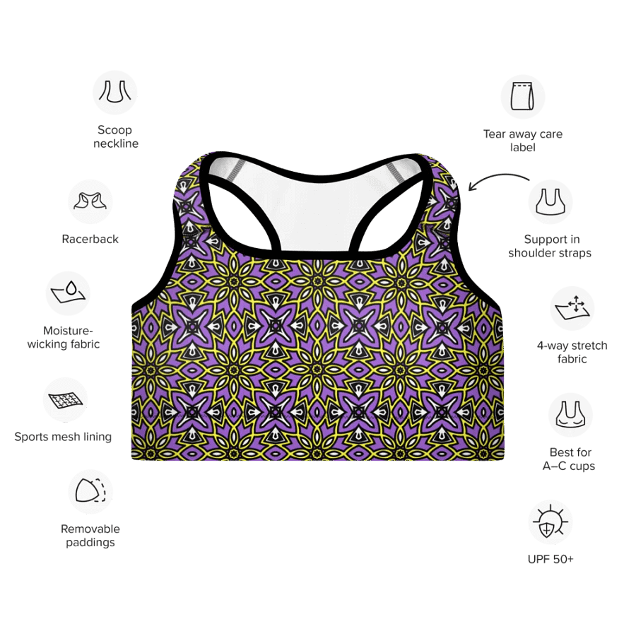 Non-Binary Abstract (1) - Padded Sports Bra product image (7)