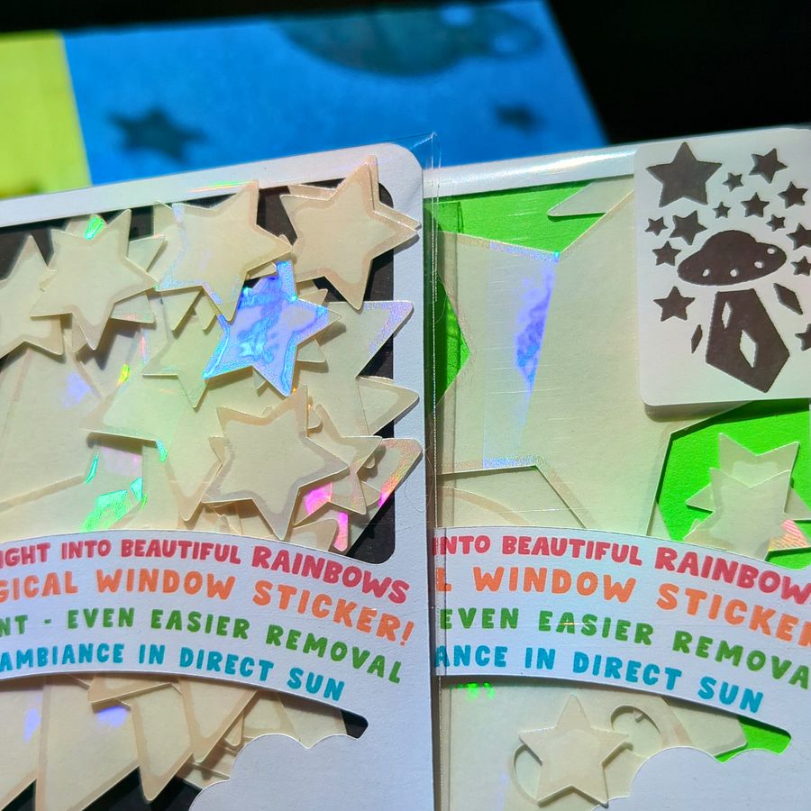 UFO & Star Suncatcher Window Sticker Set - Mixed Size/Pattern - Rainbow Making Decals!! Easy Application + Removal - Create a Magical Space! product image (5)