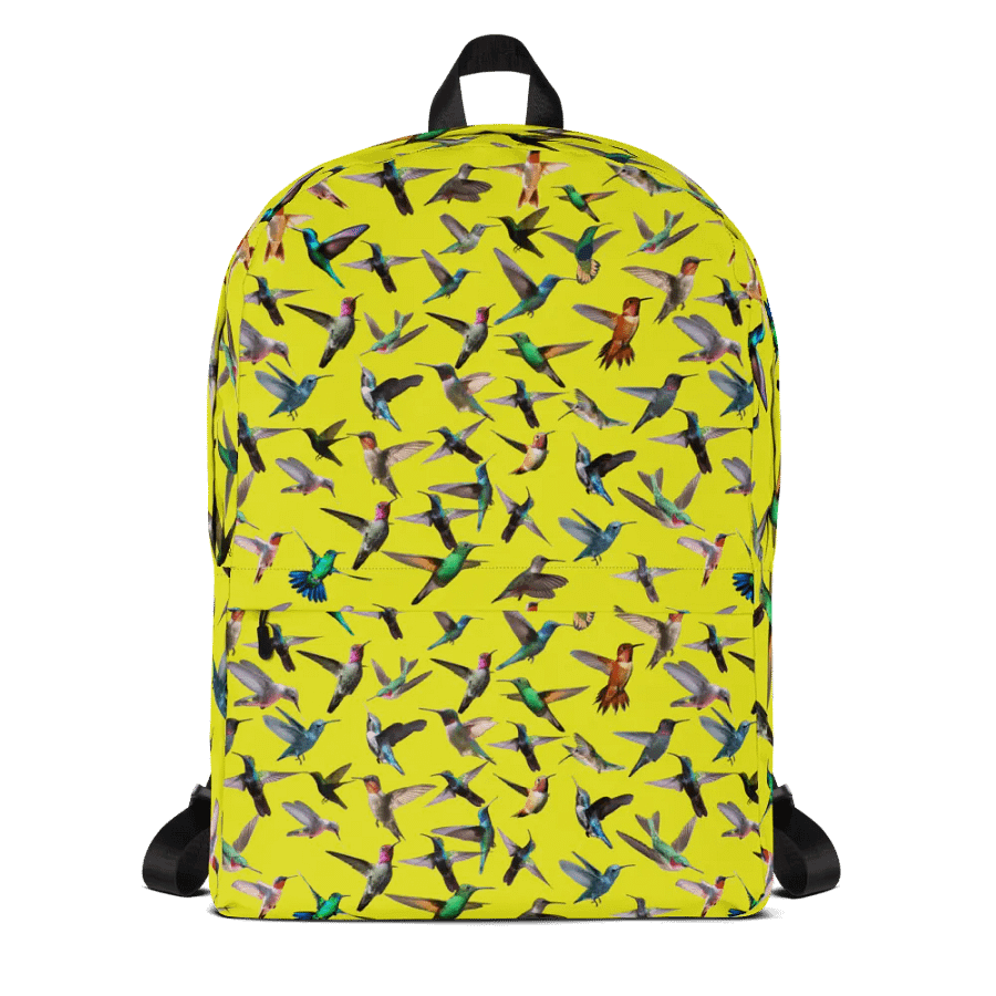 Vibrant yellow Hummingbird All-Over Backpack for moms students friends product image (9)