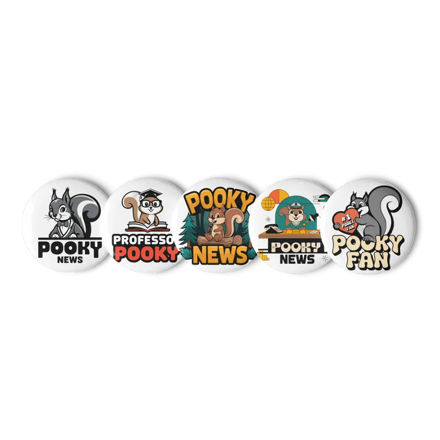 Original Pooky Artwork Buttons: Set of Five -t product image (1)