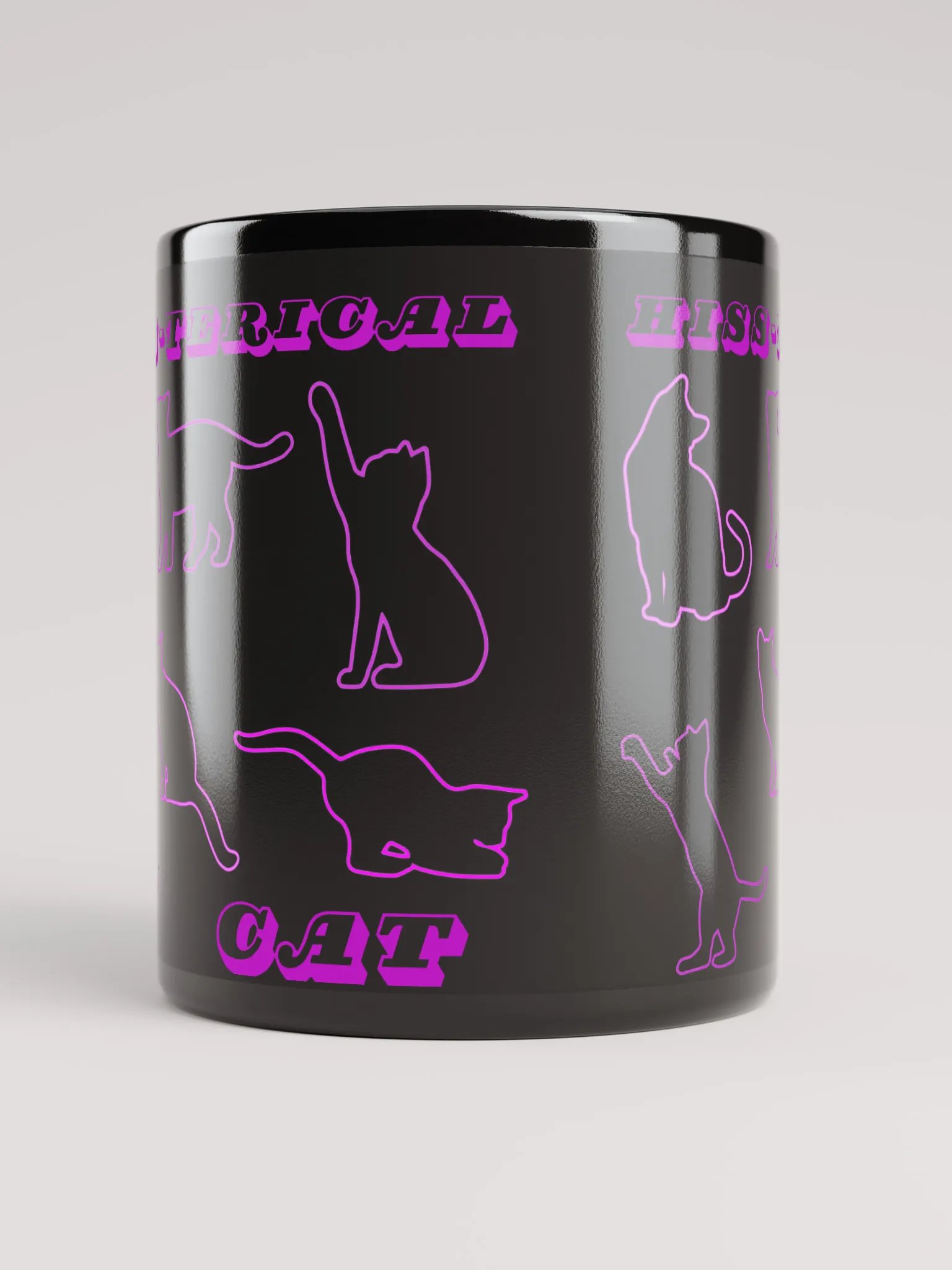 HISS-TERICAL Cat Black Glossy Mug 11oz product image (5)