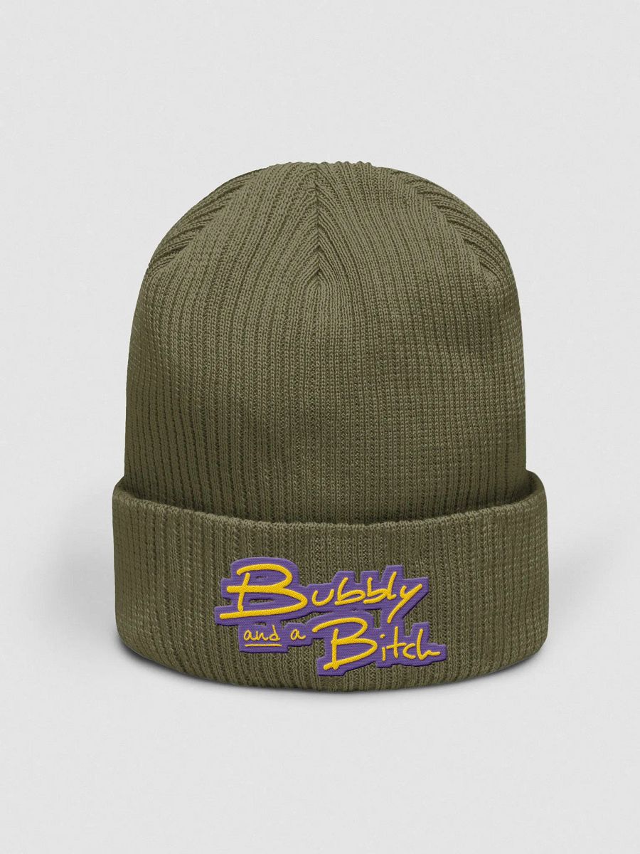 Bubbly and a B*tch (tulip design) embroidered organic beanie product image (6)