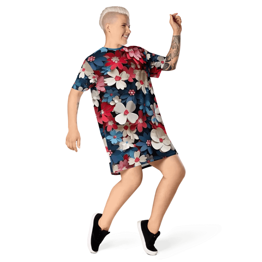 3D-Ditsy-Flowers-Seamless-Patterns T-shirt Dress - V11 product image (6)