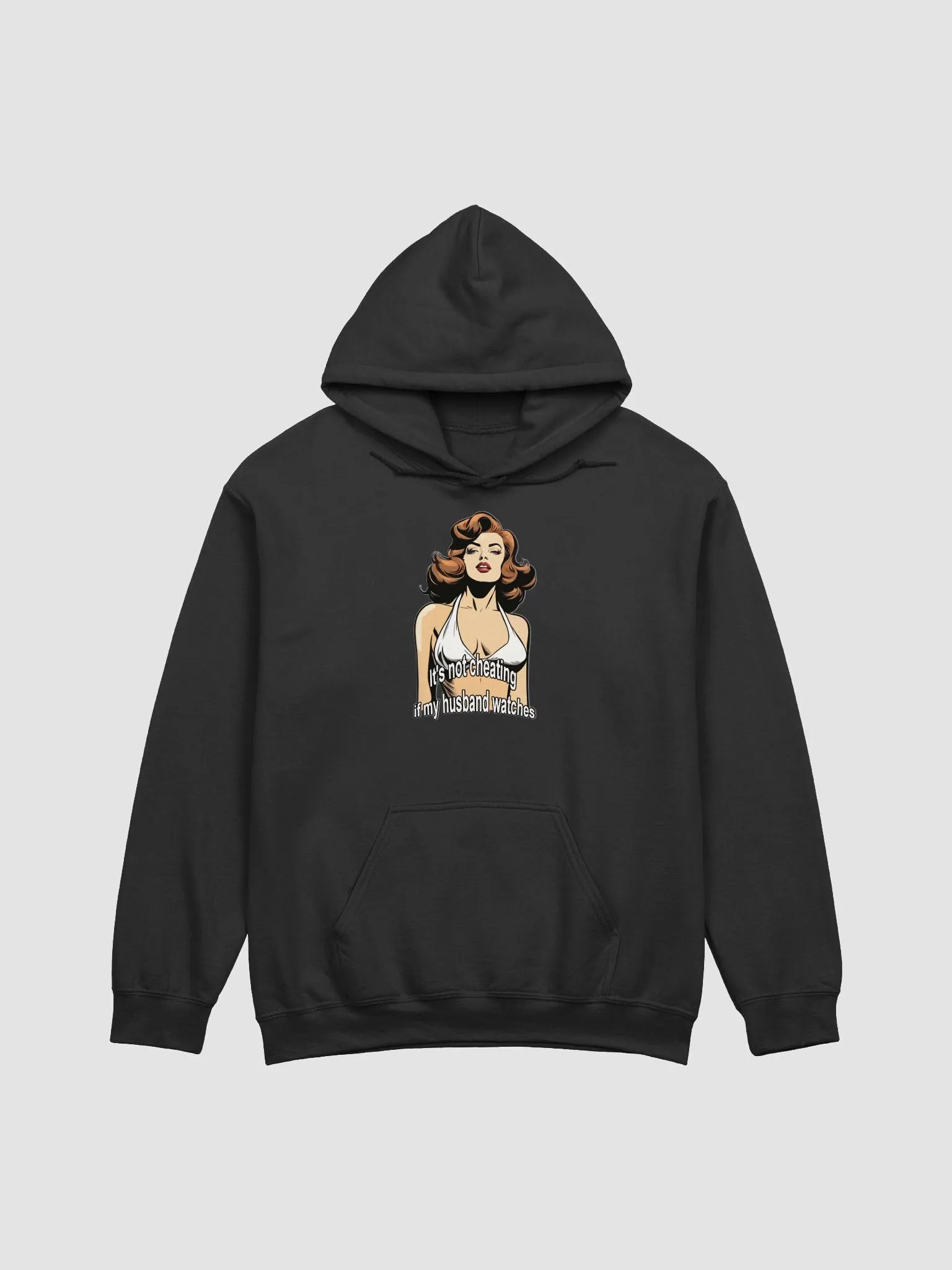 It's not cheating if my husband watches vintage retro-styled pop art hoodie product image (1)